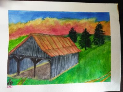 The Old, Deserted Barn, at Sunset
